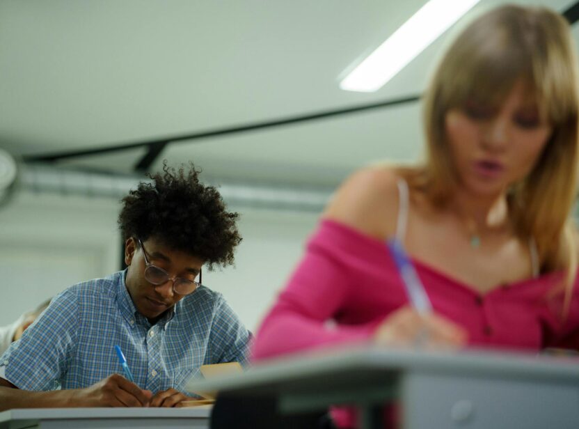 Students taking an exam